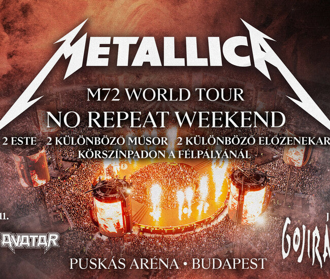 Dva kovové odznaky Metallica M72 World Tour Budapest od Swapik CZ na bílém pozadí