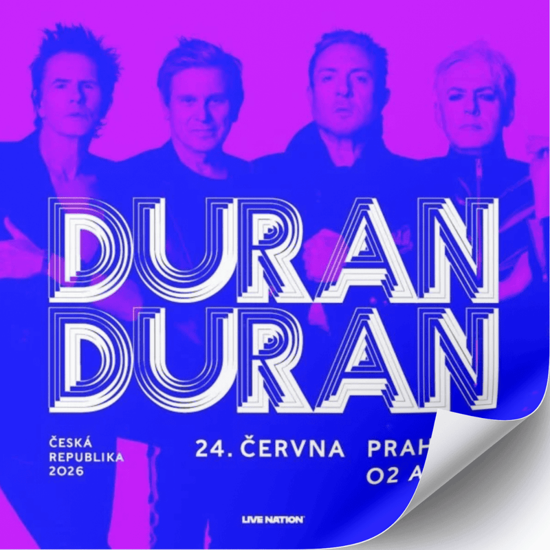Vstupenka na koncert skupiny Duran Duran od Swapik CZ, tištěná s názvem a datem koncertu, na bílé pozadí